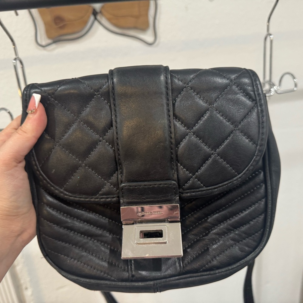 Black Quilted Leather Crossbody Bag